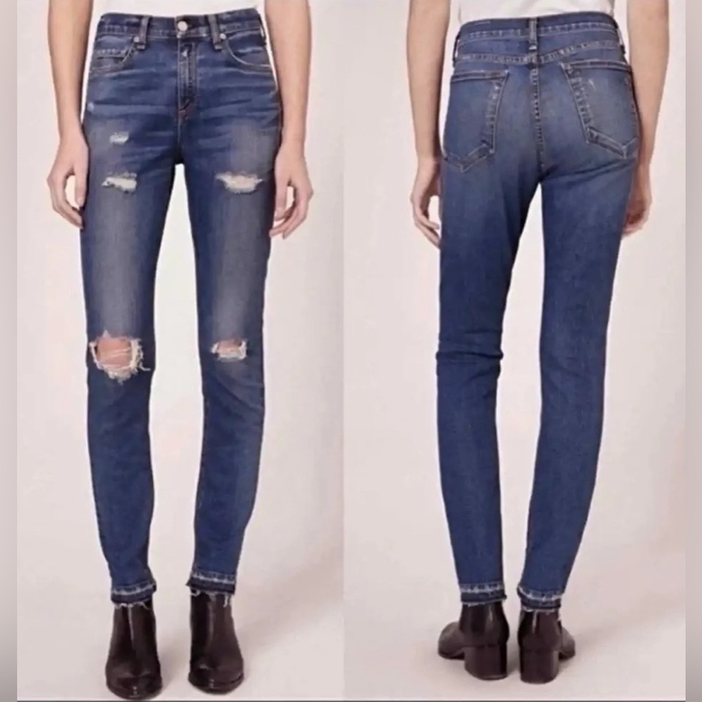 Rag & Bone Dre Distressed Raw Hem Jeans In Colvin Wash size 27